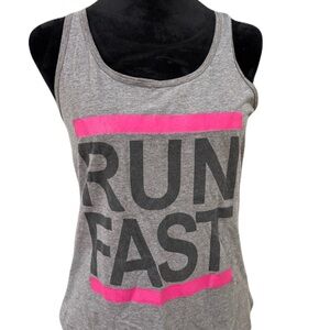 Small Gray and Pink RUN FAST Tank Top